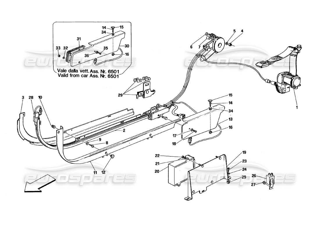 a part diagram from the Ferrari 348 (1993) TB / TS parts catalogue