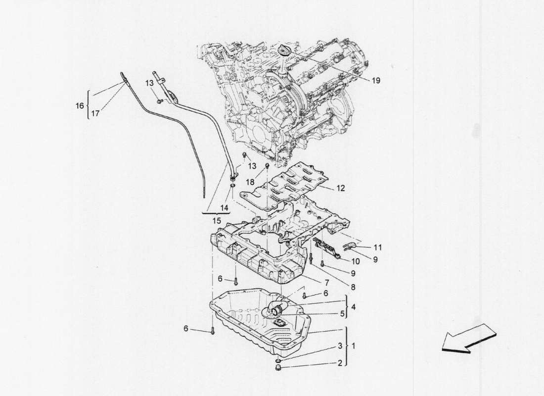 a part diagram from the maserati qtp. v6 3.0 tds 275bhp 2017 parts catalogue
