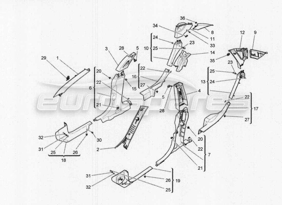 a part diagram from the maserati quattroporte m156 (2014 onwards) parts catalogue