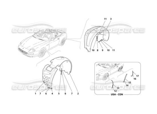 a part diagram from the maserati 4200 spyder (2005) parts catalogue