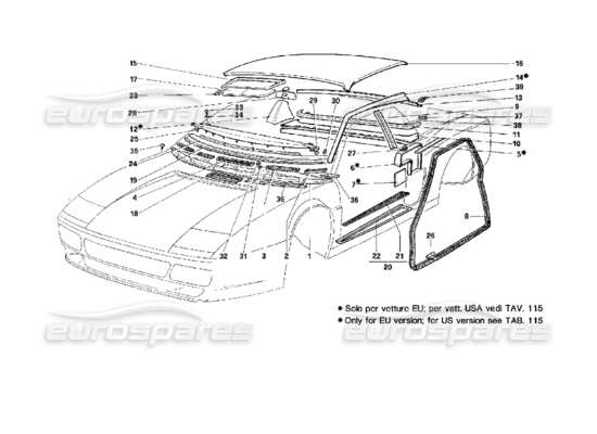 a part diagram from the ferrari 512 parts catalogue