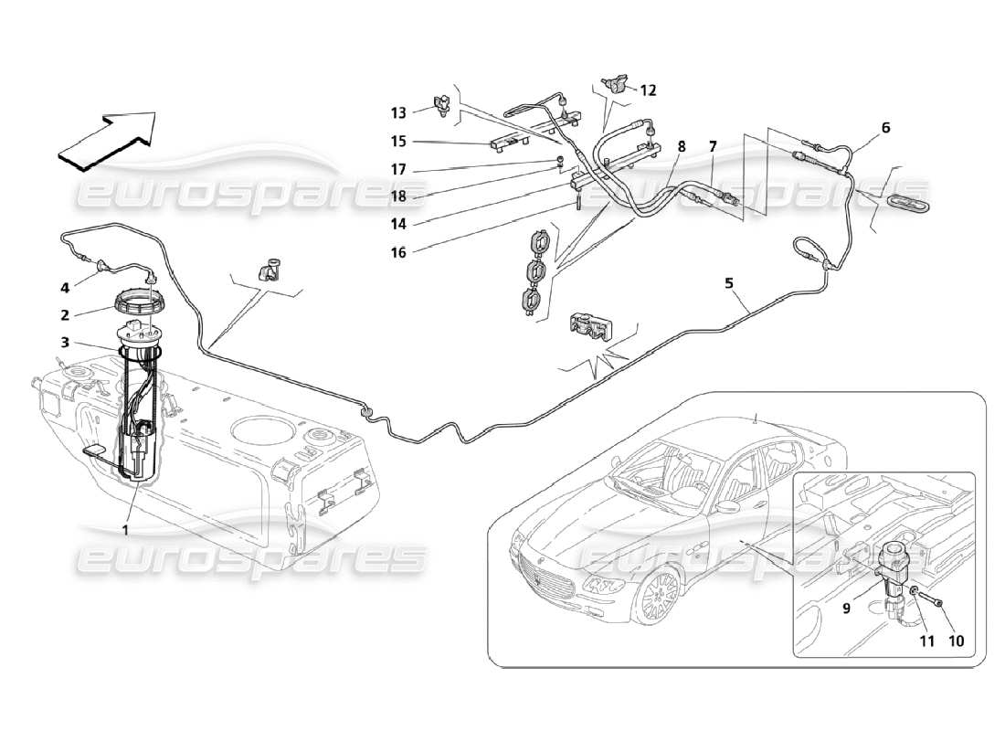 a part diagram from the maserati quattroporte m139 (2005-2013) parts catalogue