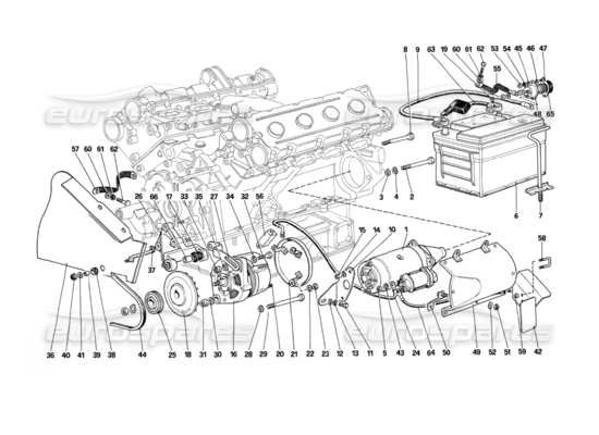 a part diagram from the ferrari mondial 3.0 qv (1984) parts catalogue