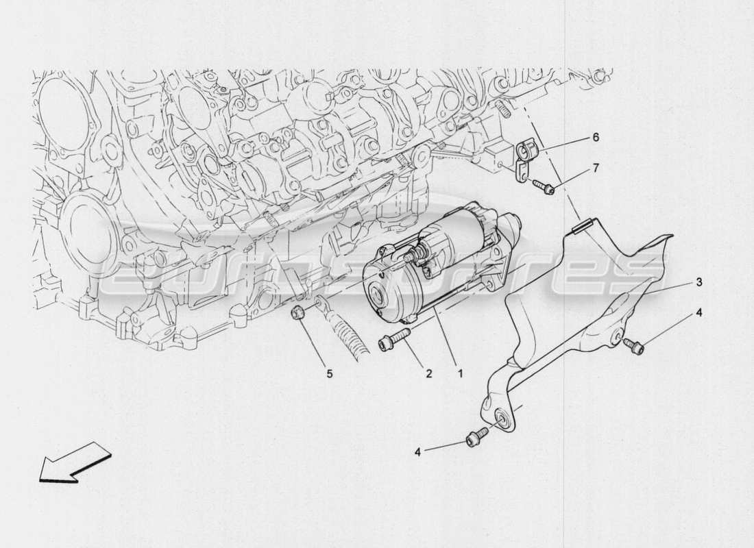 a part diagram from the maserati quattroporte m156 (2014 onwards) parts catalogue