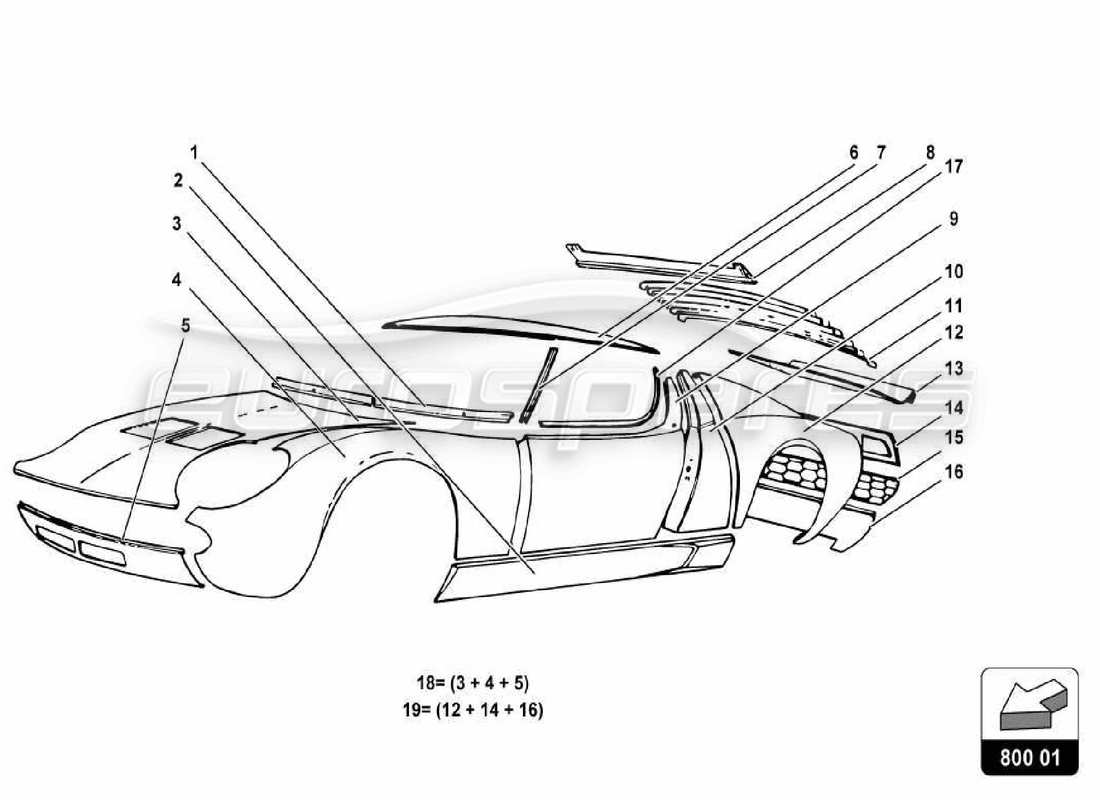 a part diagram from the lamborghini miura p400s parts catalogue