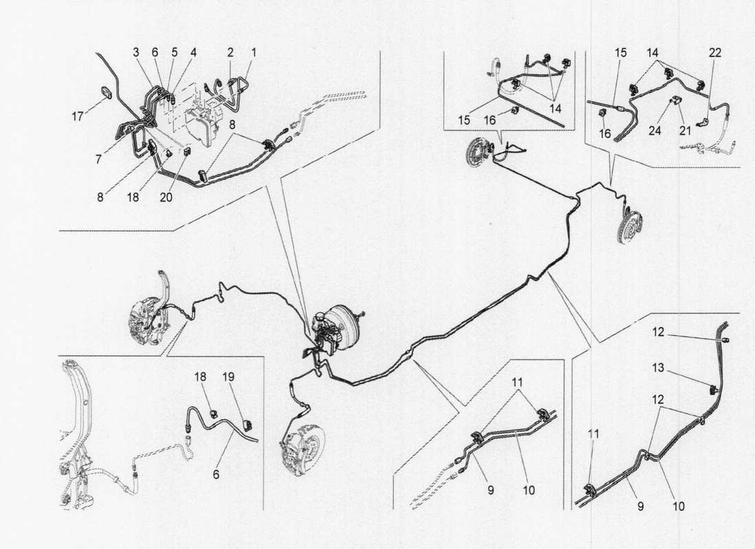 a part diagram from the maserati quattroporte m156 (2014 onwards) parts catalogue