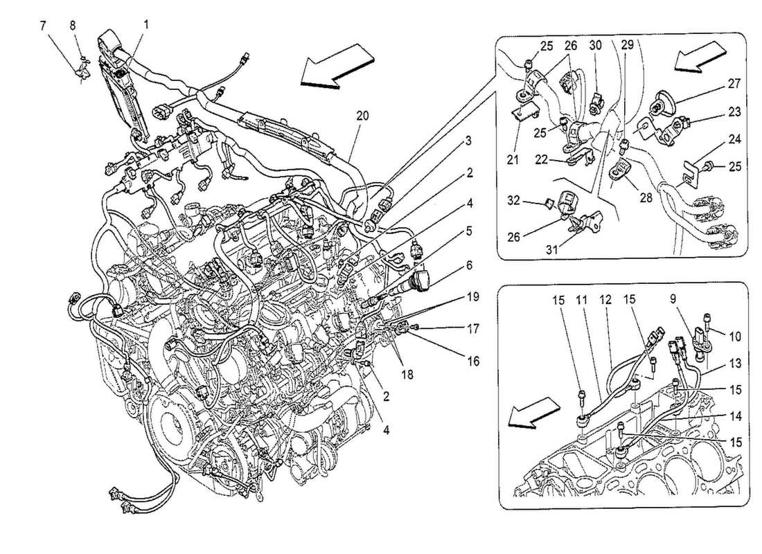 a part diagram from the maserati quattroporte m156 (2014 onwards) parts catalogue