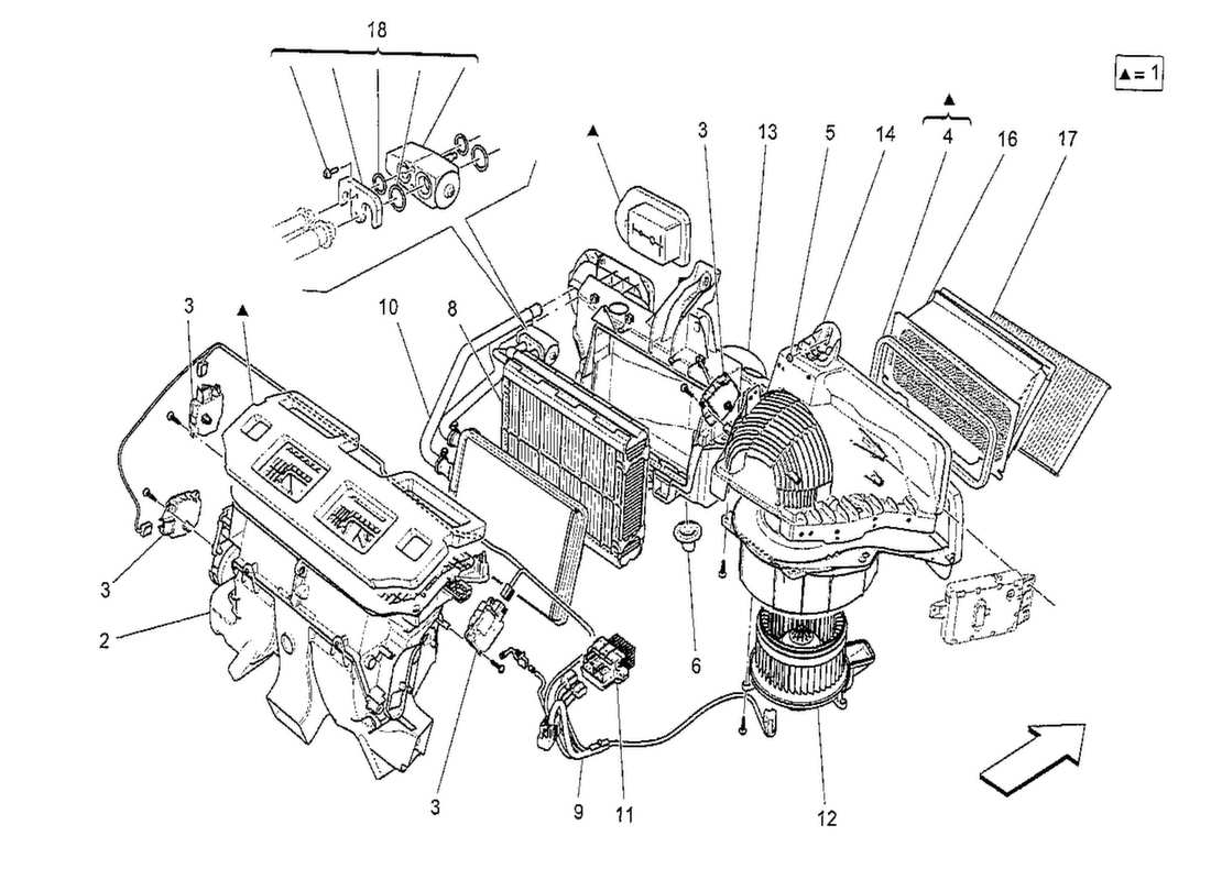 a part diagram from the maserati quattroporte m156 (2014 onwards) parts catalogue