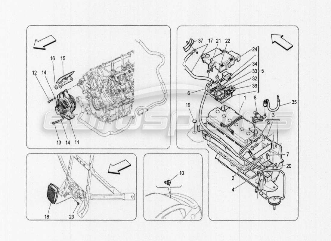 a part diagram from the maserati quattroporte m156 (2014 onwards) parts catalogue