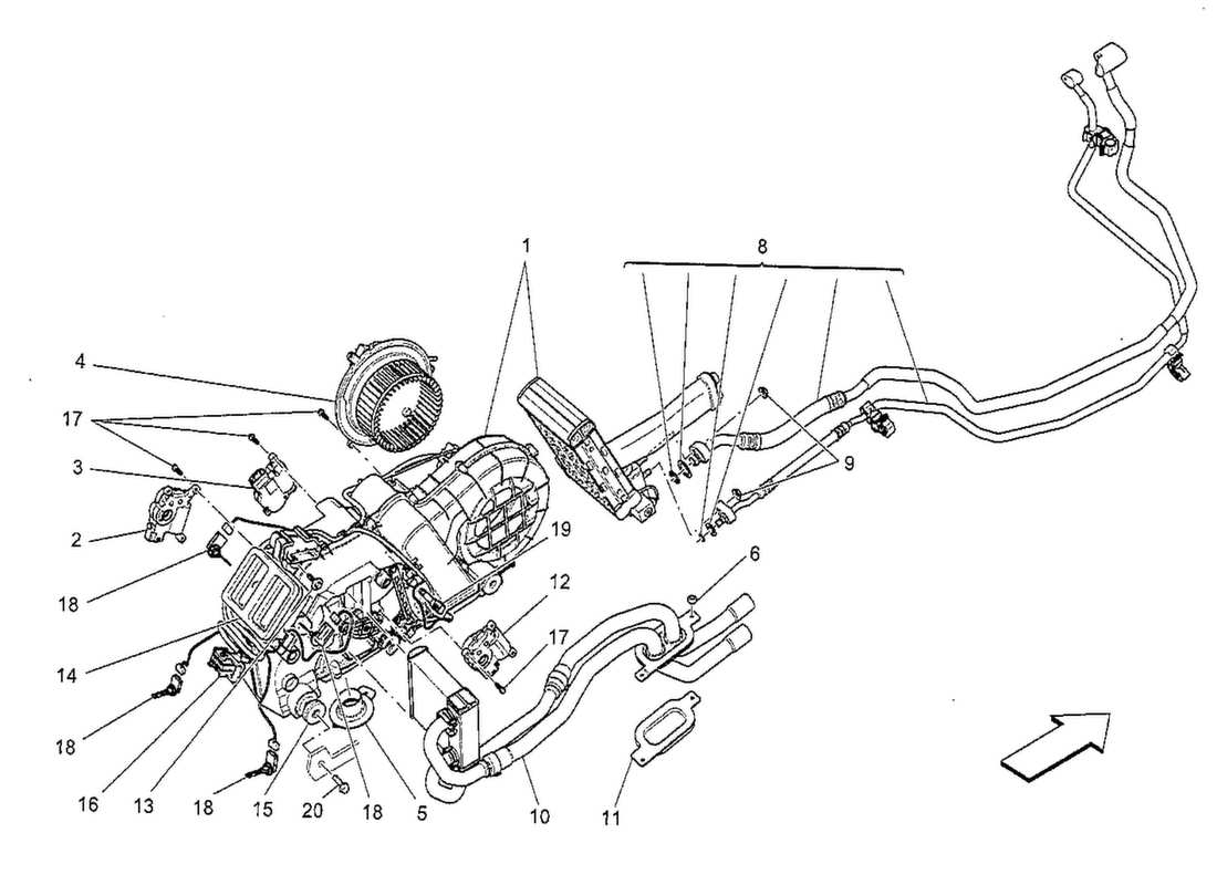 a part diagram from the maserati quattroporte m156 (2014 onwards) parts catalogue