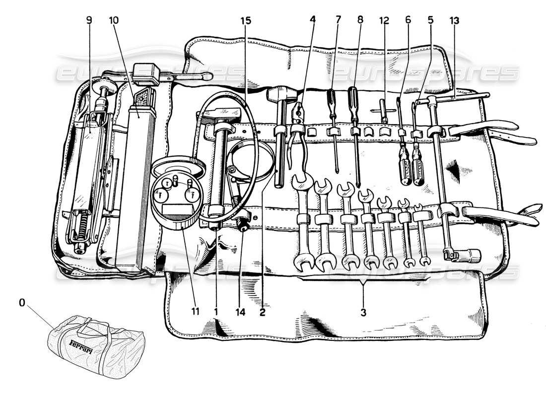 a part diagram from the ferrari 330 and 365 parts catalogue
