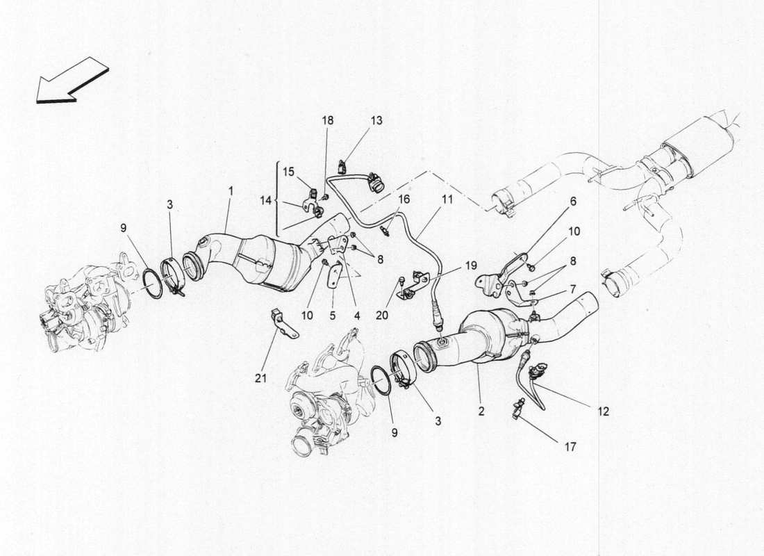 a part diagram from the maserati qtp. v6 3.0 bt 410bhp 2015 parts catalogue