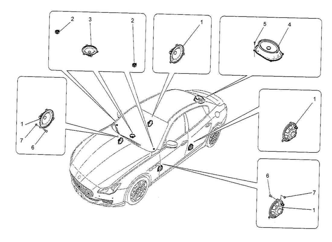 a part diagram from the maserati quattroporte m156 (2014 onwards) parts catalogue