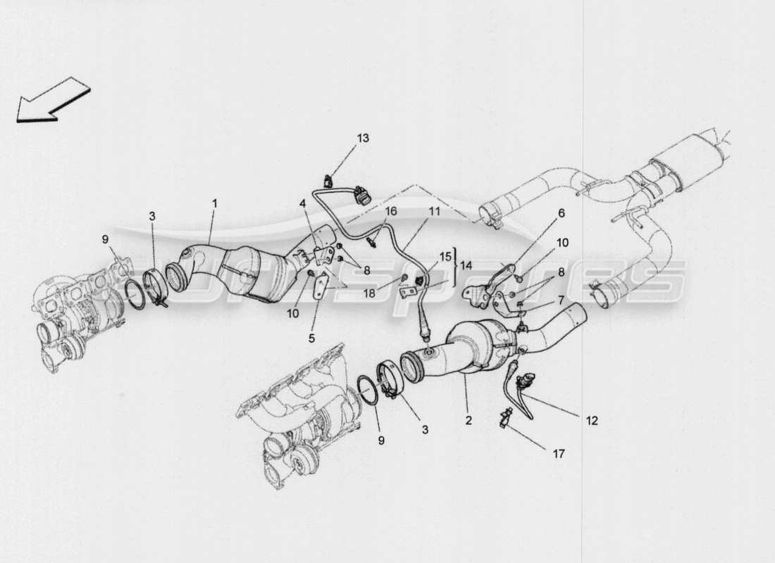 a part diagram from the maserati quattroporte m156 (2014 onwards) parts catalogue