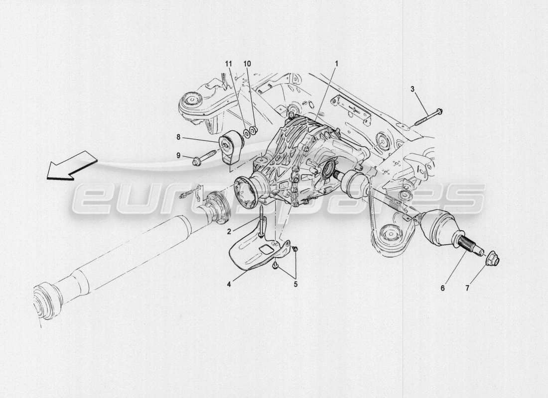 a part diagram from the maserati quattroporte m156 (2014 onwards) parts catalogue