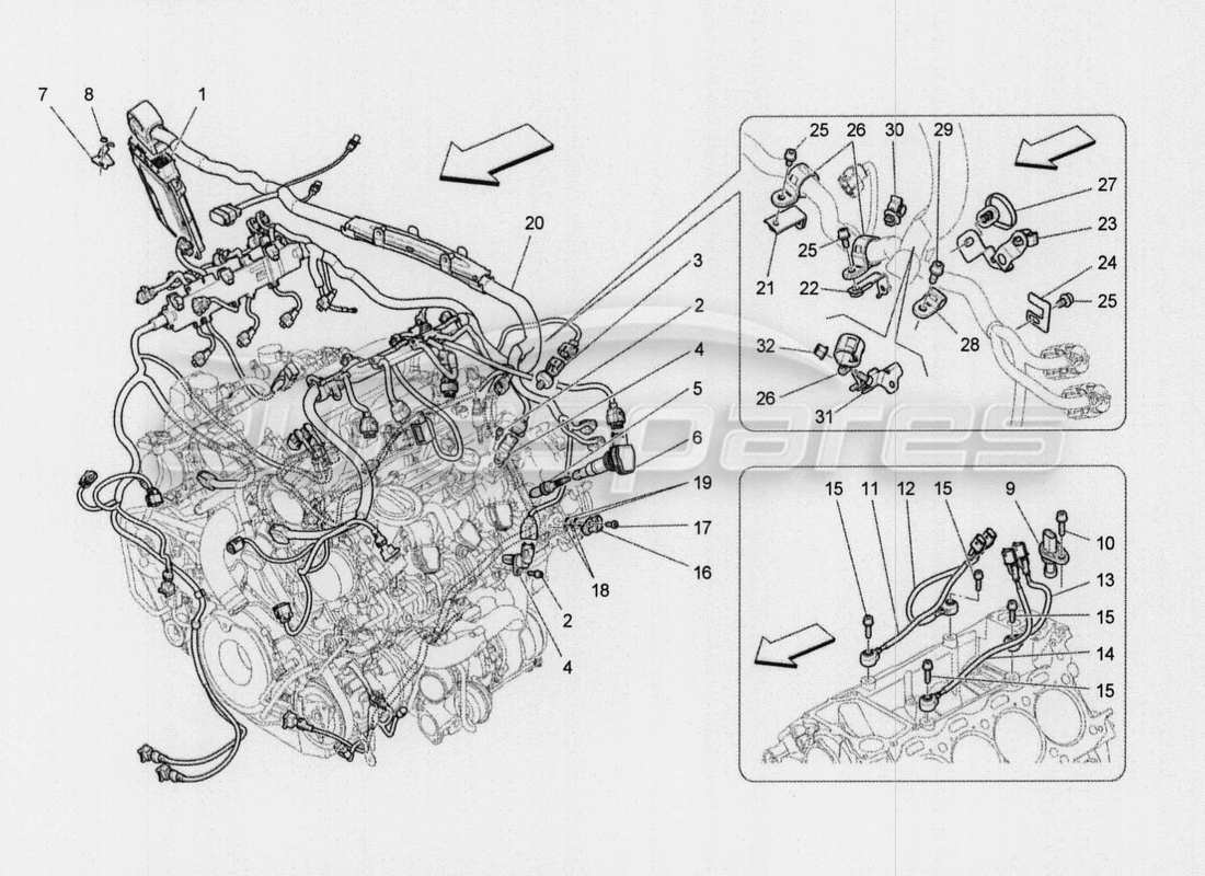 a part diagram from the maserati quattroporte m156 (2014 onwards) parts catalogue