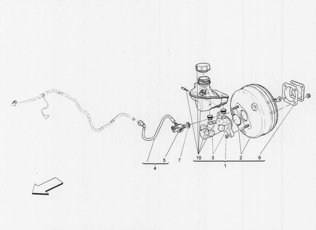 a part diagram from the maserati quattroporte m156 (2014 onwards) parts catalogue