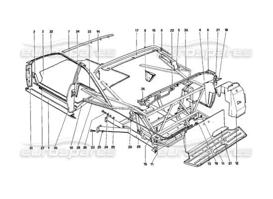 a part diagram from the ferrari mondial parts catalogue