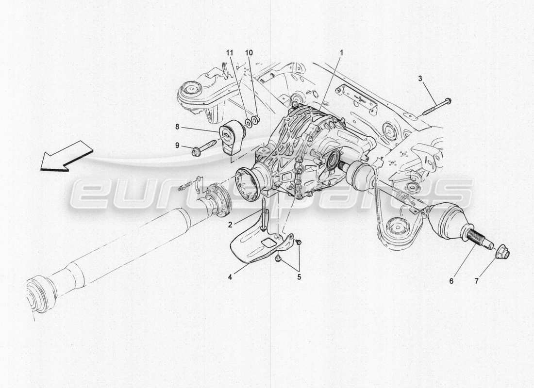 a part diagram from the maserati quattroporte m156 (2014 onwards) parts catalogue