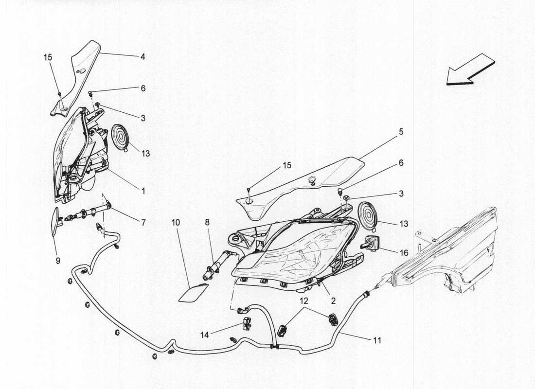 a part diagram from the maserati quattroporte m156 (2014 onwards) parts catalogue
