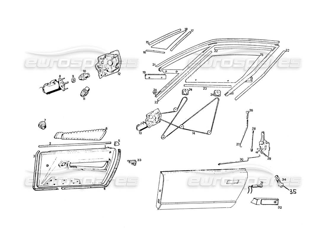 a part diagram from the maserati khamsin parts catalogue