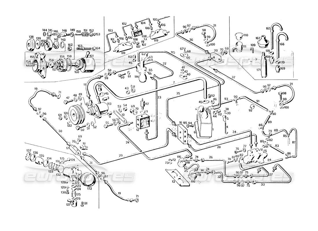a part diagram from the maserati khamsin parts catalogue