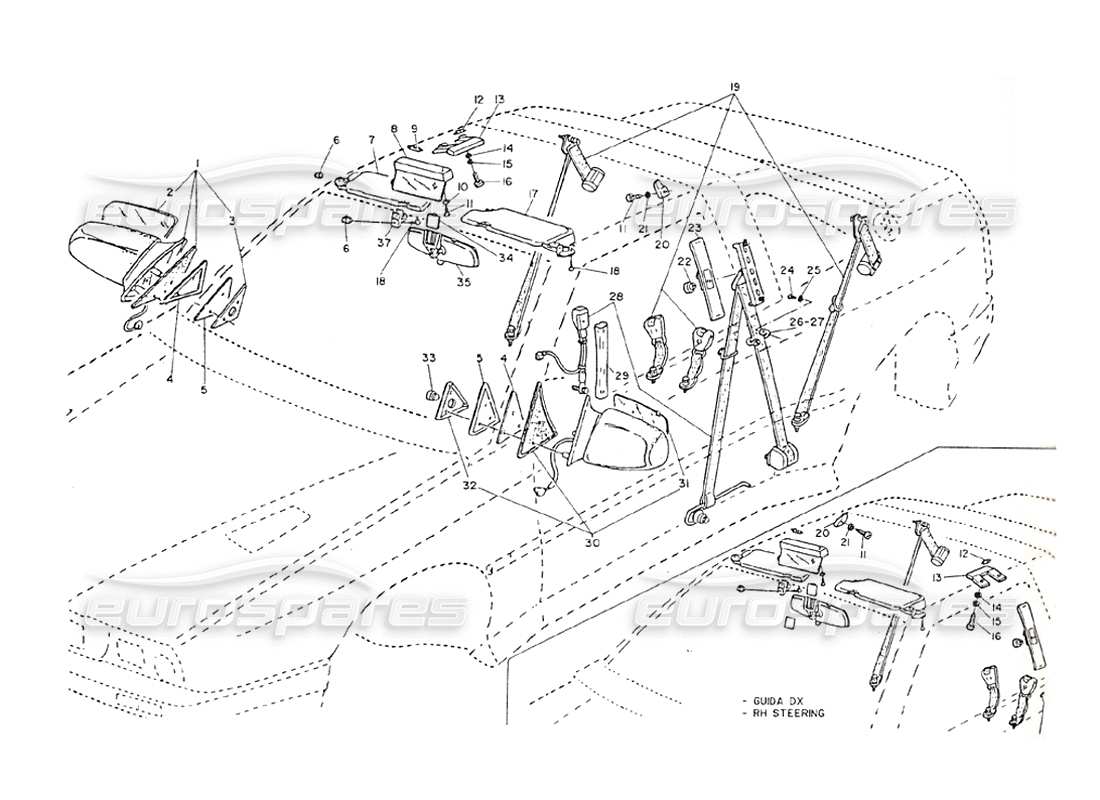 a part diagram from the maserati shamal parts catalogue