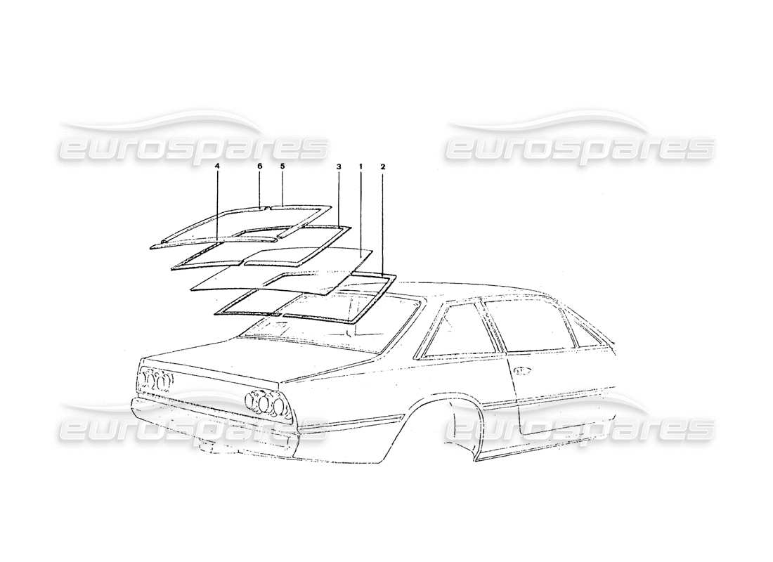 a part diagram from the ferrari 365 gt4 2+2 coachwork parts catalogue