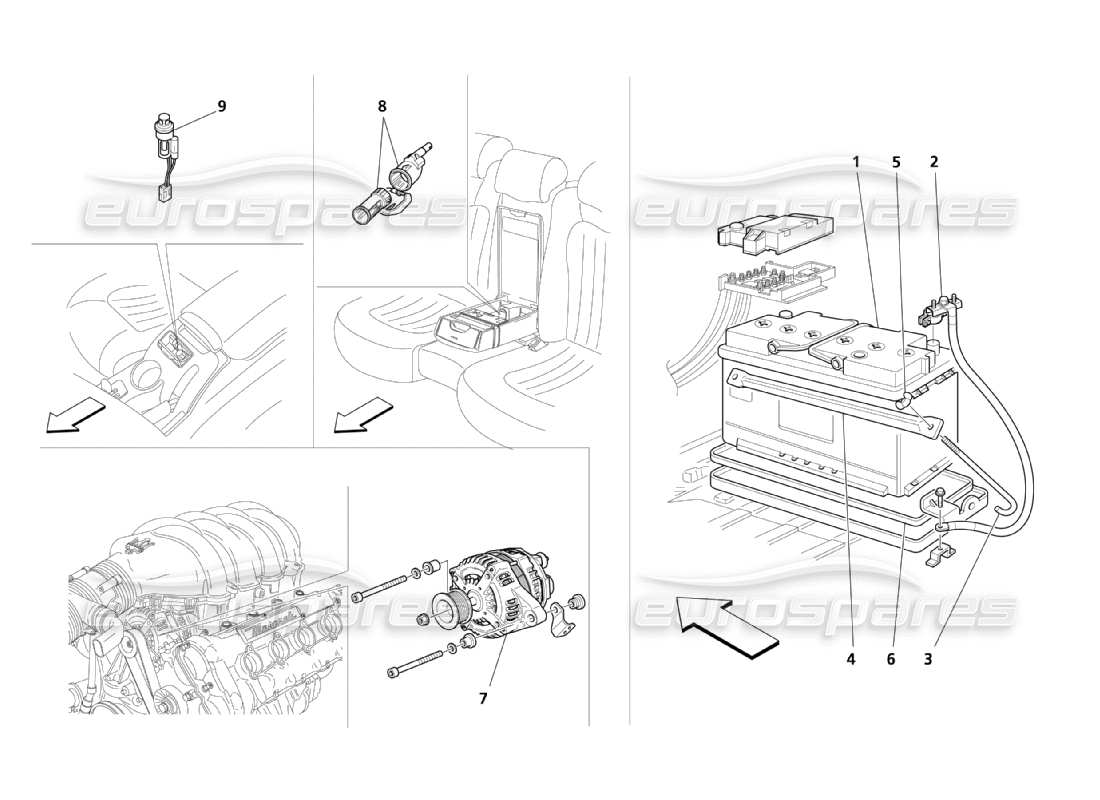 a part diagram from the maserati quattroporte m139 (2005-2013) parts catalogue