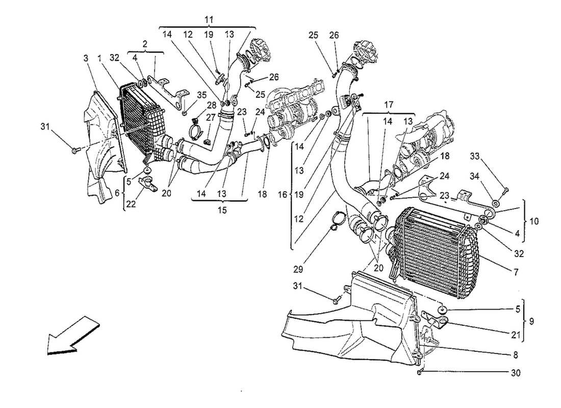 a part diagram from the maserati quattroporte m156 (2014 onwards) parts catalogue