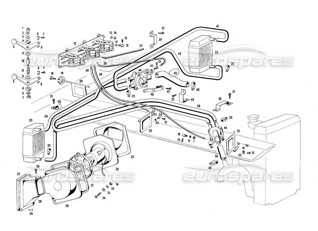 a part diagram from the maserati qtp.v8 4.7 (s1 & s2) 1967 parts catalogue
