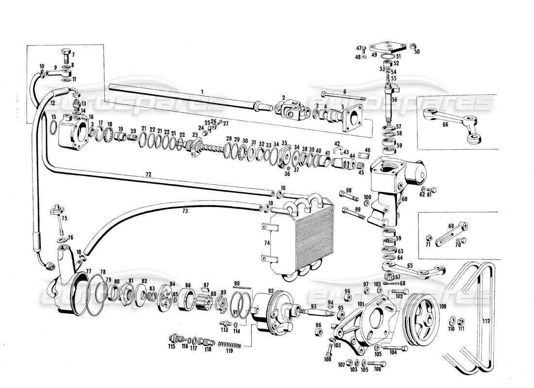 a part diagram from the maserati quattroporte (1967-1979) parts catalogue