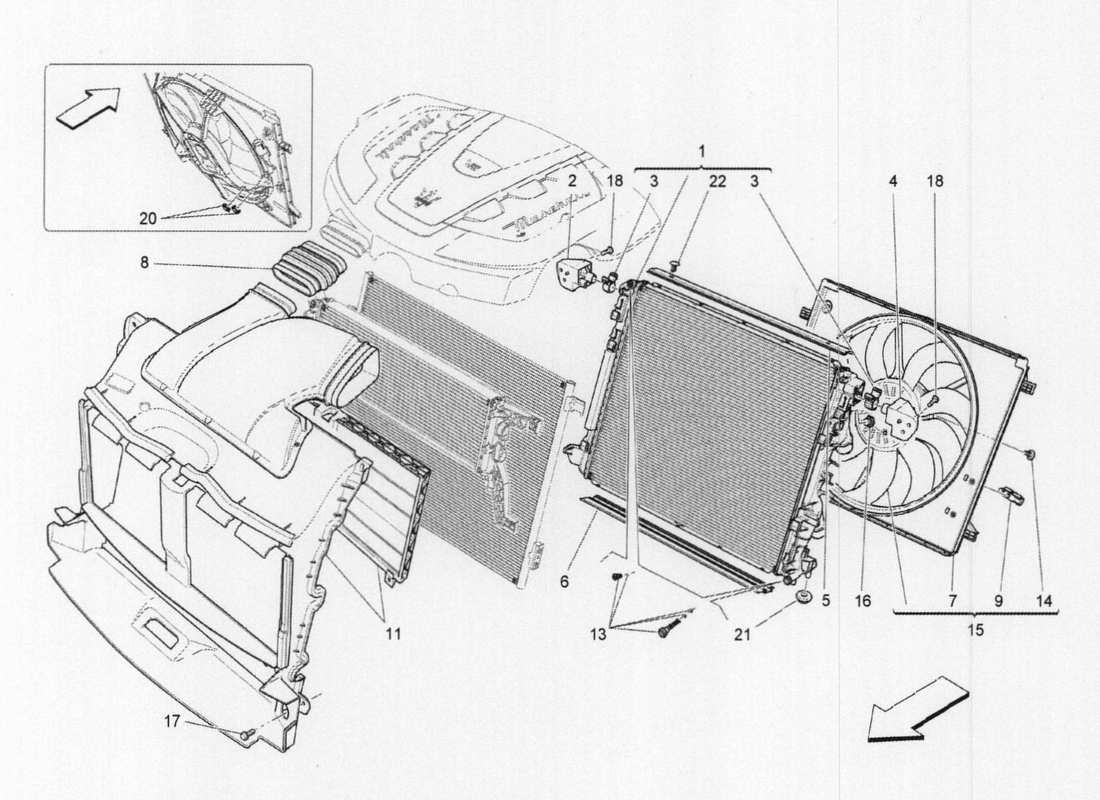 a part diagram from the maserati quattroporte m156 (2014 onwards) parts catalogue