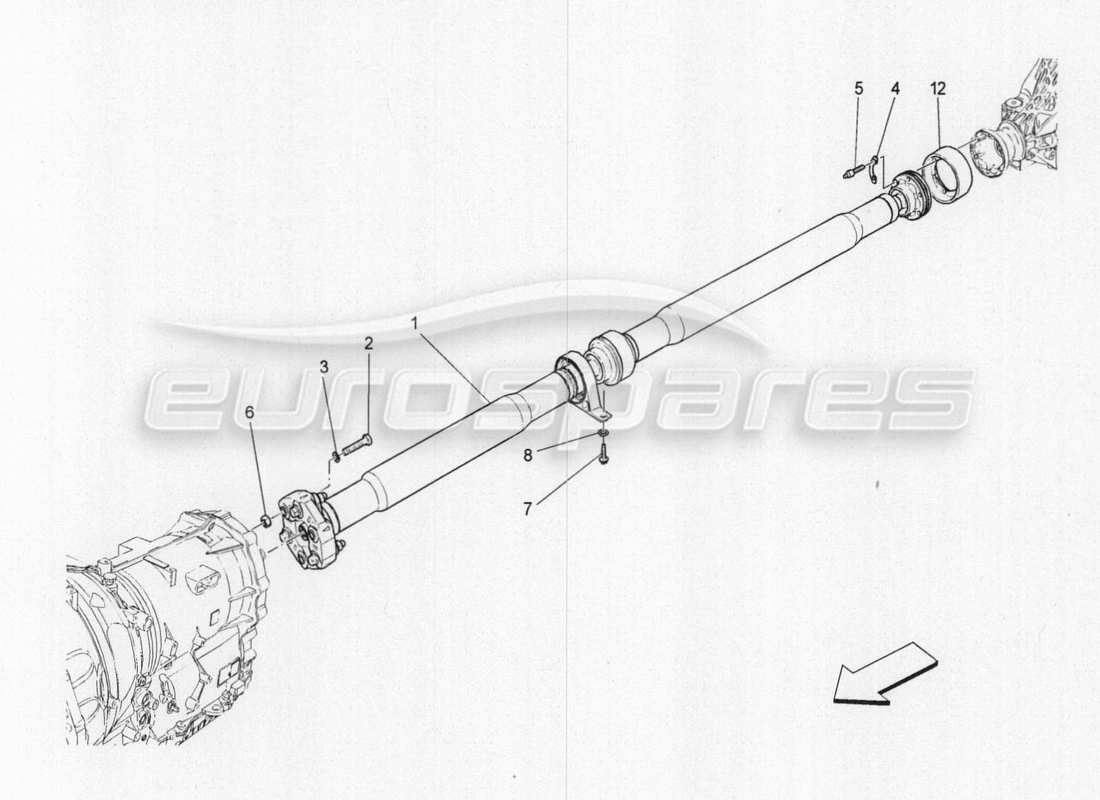 a part diagram from the maserati quattroporte m156 (2014 onwards) parts catalogue