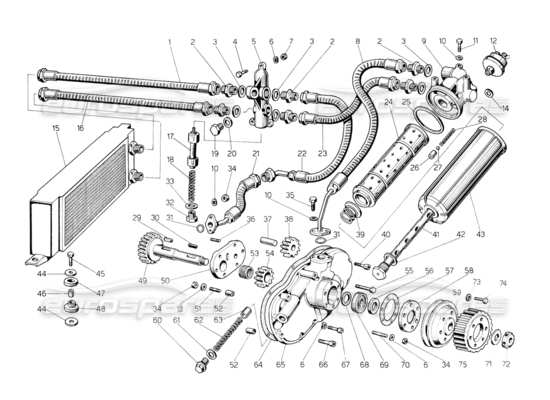 a part diagram from the lamborghini countach parts catalogue