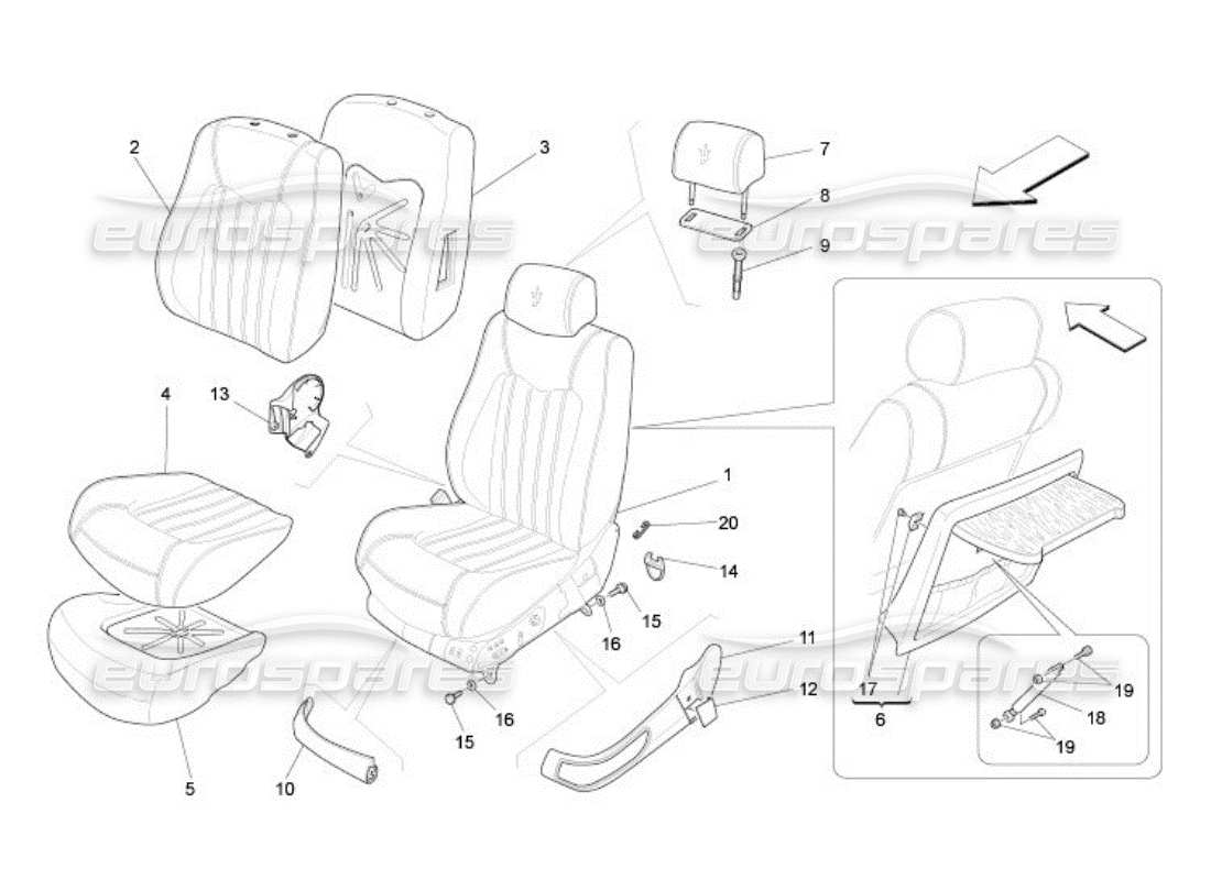 a part diagram from the maserati quattroporte m139 (2005-2013) parts catalogue