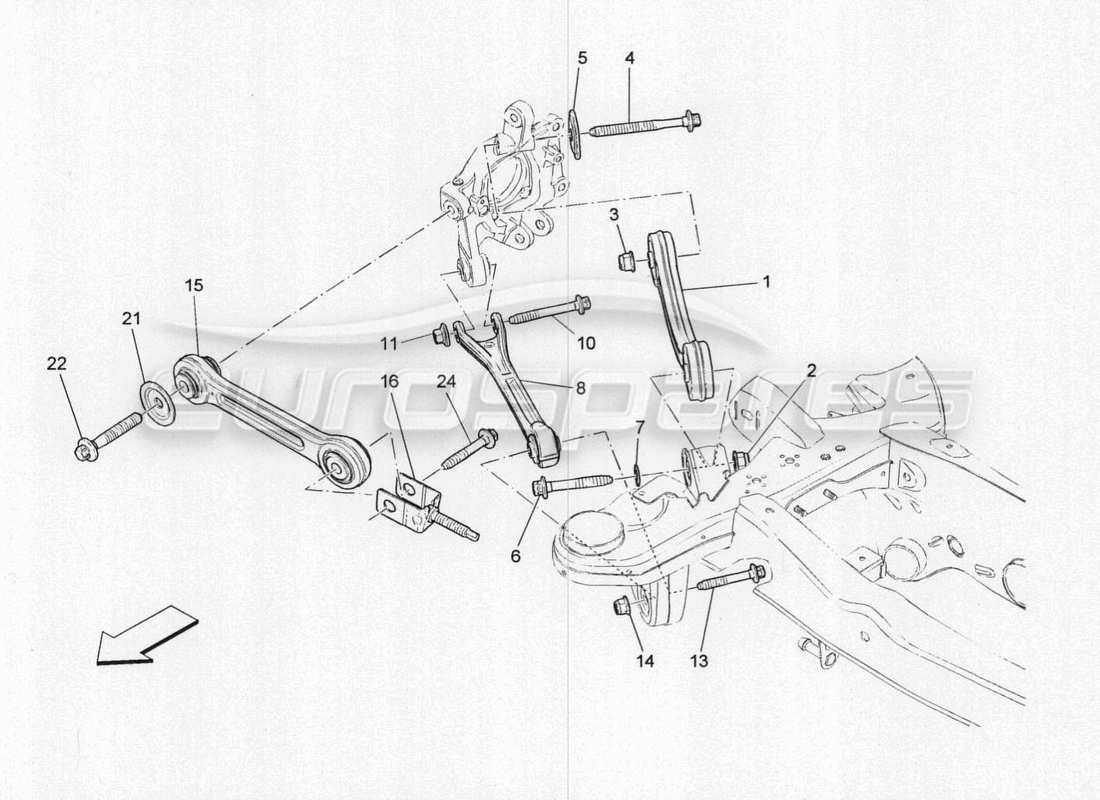 a part diagram from the maserati quattroporte m156 (2014 onwards) parts catalogue