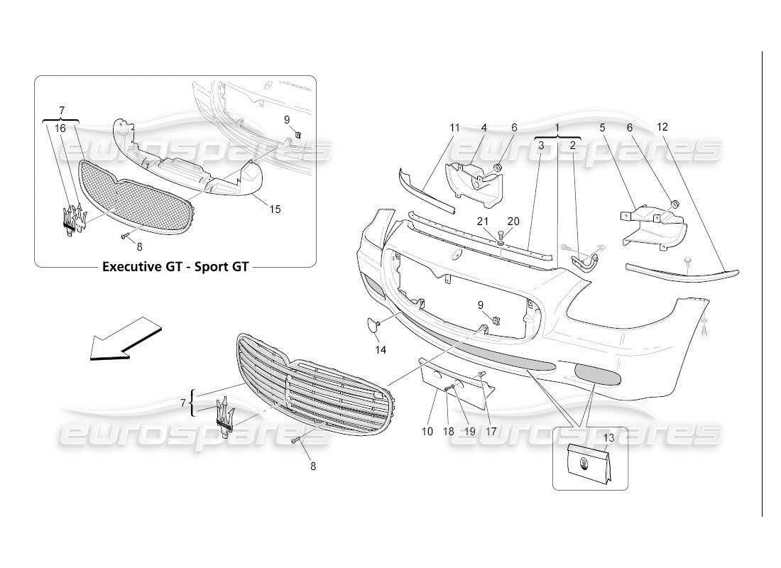 a part diagram from the maserati qtp. (2007) 4.2 auto parts catalogue