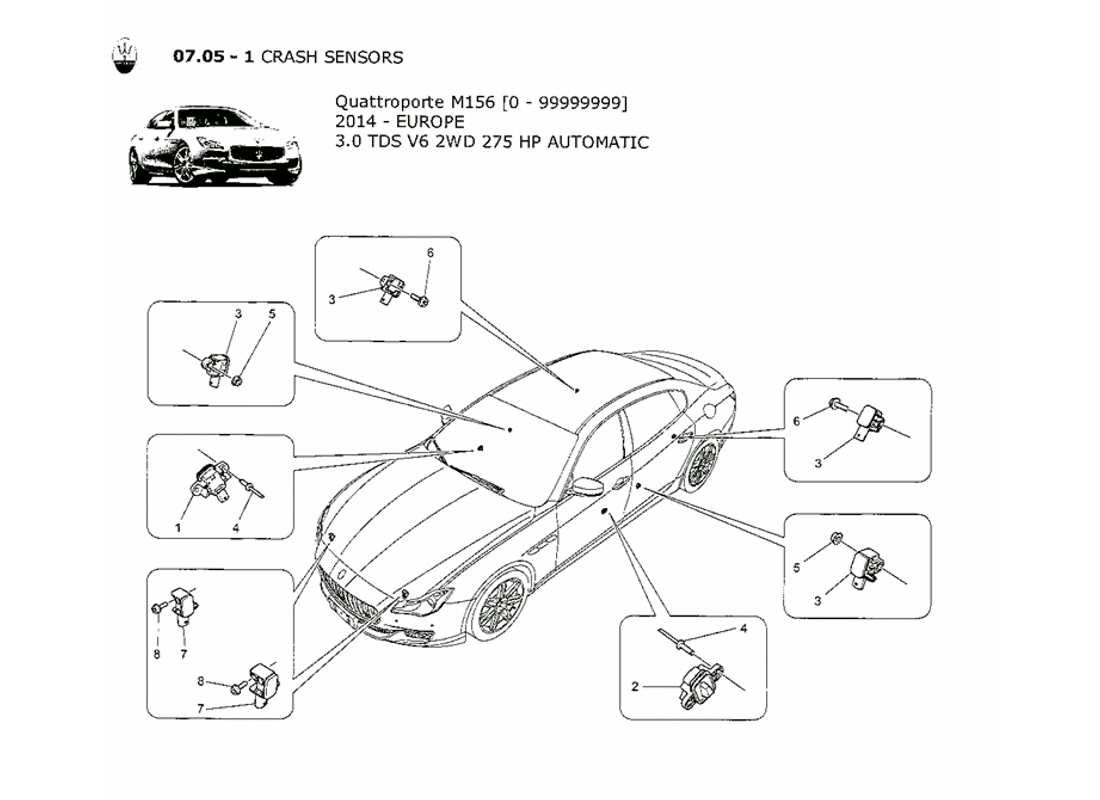 a part diagram from the maserati qtp. v6 3.0 tds 275bhp 2014 parts catalogue