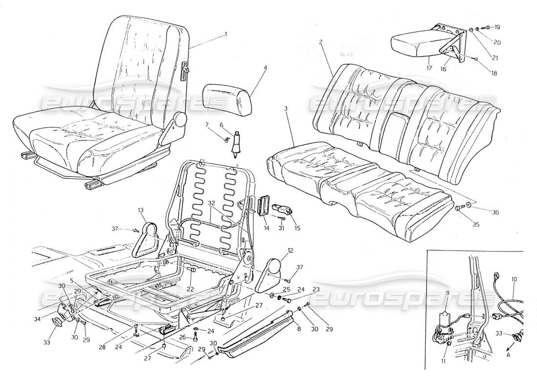 a part diagram from the maserati biturbo (1983-1995) parts catalogue