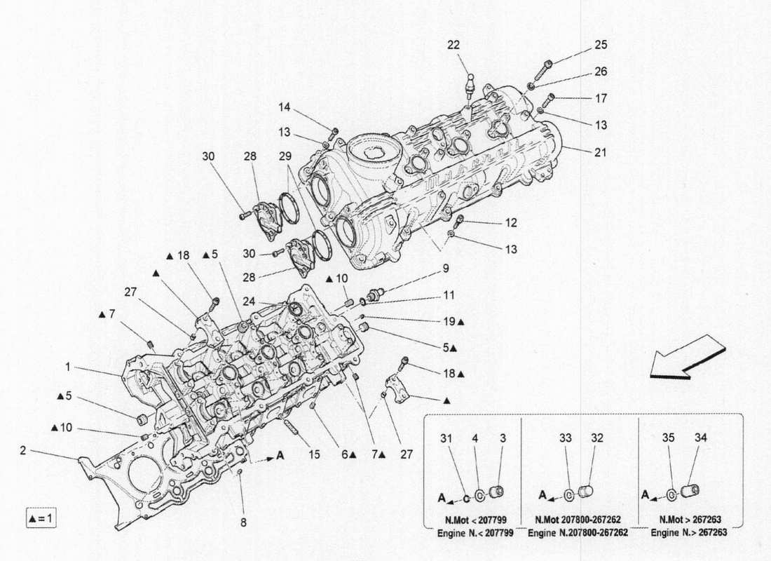 a part diagram from the maserati qtp. v6 3.0 bt 410bhp 2015 parts catalogue