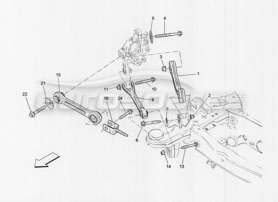 a part diagram from the maserati quattroporte m156 (2014 onwards) parts catalogue