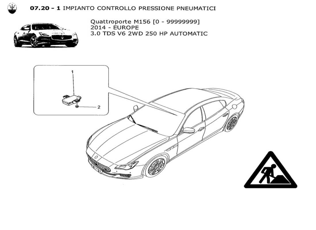 a part diagram from the maserati qtp. v6 3.0 tds 250bhp 2014 parts catalogue
