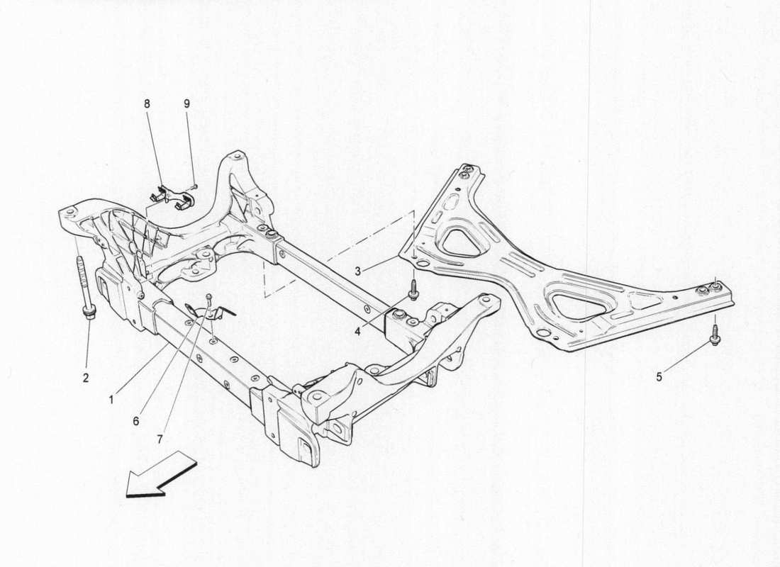 a part diagram from the maserati quattroporte m156 (2014 onwards) parts catalogue