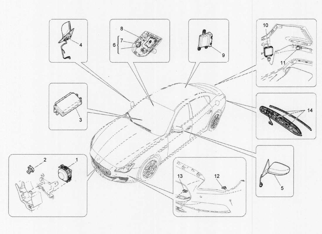 a part diagram from the maserati quattroporte m156 (2014 onwards) parts catalogue