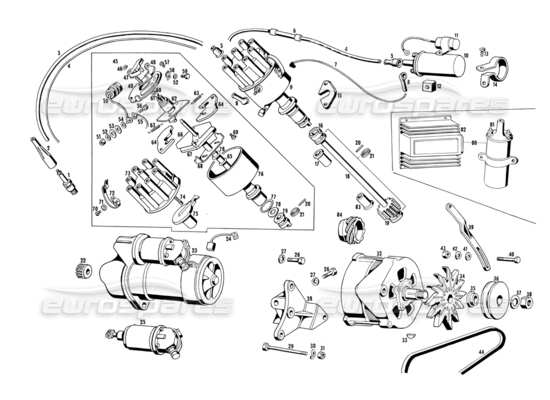 a part diagram from the maserati ghibli (1967-1973) parts catalogue