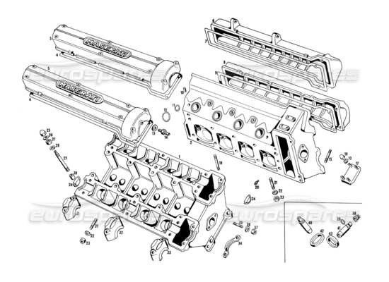 a part diagram from the maserati ghibli (1967-1973) parts catalogue