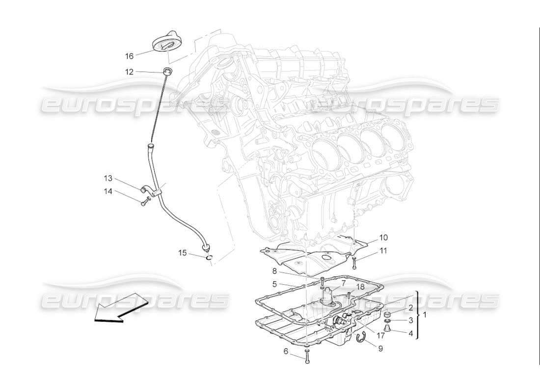 a part diagram from the maserati qtp. (2010) 4.7 auto parts catalogue