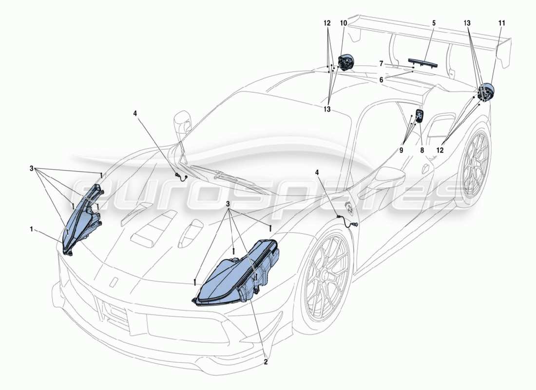 a part diagram from the Ferrari 488 Challenge parts catalogue