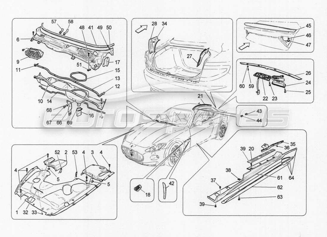 a part diagram from the maserati granturismo parts catalogue